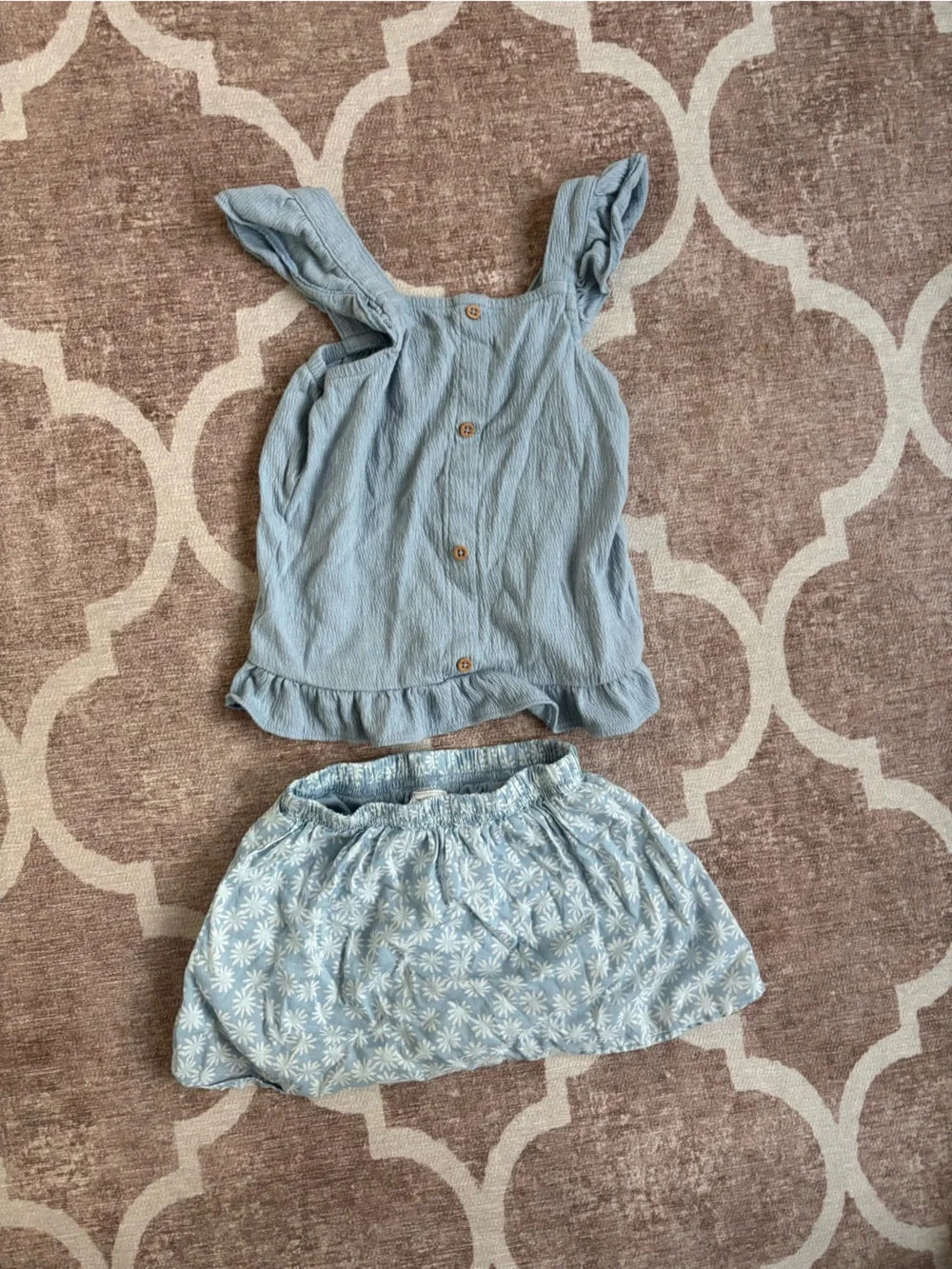 4T Carters: Light Blue Chambray Girls' Ruffle Tank and Floral Skirt w/undershort